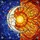 Celestial Enthusiasts Tiffany Stained Glass Moon Sun Kiss Mosaic Pattern Vibrant Blue Orange Yellow Stained Glass Suncatcher - 7