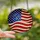 Patriotic Art Enthusiasts' Wavy Stained Glass American Flag Mosaic Ruby & Sapphire Jewel Tones Stained Glass Suncatcher - 2