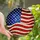 Patriotic Art Enthusiasts' Wavy Stained Glass American Flag Mosaic Ruby & Sapphire Jewel Tones Stained Glass Suncatcher - 1