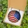 Patriotic Art Enthusiasts' Wavy Stained Glass American Flag Mosaic Ruby & Sapphire Jewel Tones Stained Glass Suncatcher - 5