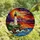 Coastal Living Enthusiasts' Tiffany Stained Glass Lighthouse Sunset Ocean Mosaic Deep Blue Red Orange Stained Glass Suncatcher - 4