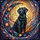 Dog Lovers' Intricate Tiffany Stained Glass Black Labrador Cosmic Stars Moon Floral Jewel Tones Stained Glass Suncatcher - 7