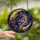 Nature Lovers' Majestic Stained Glass Wolf Head Golden Moon Cosmic Mosaic Jewel Tones Stained Glass Suncatcher - 2