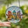 Holiday Enthusiasts Tiffany Stained Glass Cheerful Gingerbread Snowmen Festive Gifts Snowy Mosaic Golden Brown Blue Pink Red Purple Stained Glass Suncatcher - 2