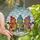 Holiday Enthusiasts Tiffany Stained Glass Cheerful Gingerbread Snowmen Festive Gifts Snowy Mosaic Golden Brown Blue Pink Red Purple Stained Glass Suncatcher - 1
