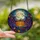 Autumn Art Fans Grinning Jack-o'-lantern Stained Glass Bat Wings Full Moon Orange Purple Teal Mosaic Stained Glass Suncatcher - 2