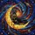 Doberman Lovers' Tiffany Style Stained Glass Pinscher Golden Moon Cosmic Night Sky Jewel Tones Stained Glass Suncatcher - 7