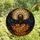 Gothic Art Lovers' Intricate Tiffany Stained Glass Skull & Bat Wings Mosaic Art with Glowing Red, Deep Blue, Golden Amber Tones Stained Glass Suncatcher - MR_0jKwsyn