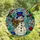 Holiday Enthusiasts' Vibrant Tiffany Glass Snowman, Holly & Candy Cane Mosaic in Icy Blue, Jewel Tones Stained Glass Suncatcher - zCU_sD7iAd