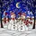 Holiday Enthusiasts' Cheerful Snowmen Tiffany Stained Glass Winter Village Deep Blue Gold Stained Glass Suncatcher - 7