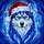 Winter Dog Lovers' Vibrant Tiffany Stained Glass Siberian Husky Blue Red Gold Santa Hat Mosaic Stained Glass Suncatcher - 7