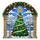 Holiday Admirers' Jewel Tone Stained Glass Christmas Tree Holly Garland Snowy Peaks Stained Glass Suncatcher - 7