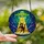 Cat Lovers' Tiffany-Inspired Stained Glass Comical Tabby Cat UFO Abduction Emerald Golden Blue Cosmic Stained Glass Suncatcher - MGNG65x4sD