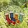 Holiday Enthusiasts' Edge-to-Edge Tiffany Style Christmas Stockings, Red Blue Orange Teal Gold Ornaments, Swirling Green Mosaic Background Stained Glass Suncatcher - 2