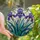 Art Lovers' Tiffany Stained Glass Violet Sapphire Irises Teal Leaves Intricate Mosaic Stained Glass Suncatcher - 9A6ylkUUMe