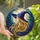 Fantasy Art Lovers' Tiffany Stained Glass Witch Profile Full Moon Jewel Tone Mosaic Stained Glass Suncatcher - 1