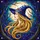 Fantasy Art Lovers' Tiffany Stained Glass Witch Profile Full Moon Jewel Tone Mosaic Stained Glass Suncatcher - 7