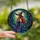 Fantasy Art Lovers' Stained Glass Mystical Witch with Fiery Orange Hair, Jewel Tone Night Sky Mosaic Stained Glass Suncatcher - 2