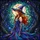 Fantasy Art Lovers' Stained Glass Mystical Witch with Fiery Orange Hair, Jewel Tone Night Sky Mosaic Stained Glass Suncatcher - 7