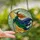 Fantasy Art Lovers' Enchanted Stained Glass Witch Crescent Moon Emerald Gold Teal Cloudscape Stained Glass Suncatcher - 2