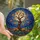 Fantasy Art Lovers' Mystical Tiffany Stained Glass Gnarled Tree, Jack-O-Lanterns, Luminous Moon, Blue Purple Orange Stained Glass Suncatcher - 1