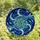 Art Lovers' Tiffany-Style Stained Glass Interlacing Hands, Radiant Blue Crescent Moons & Swirling Cosmic Ocean Mosaic Pattern Stained Glass Suncatcher - 4