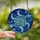 Art Lovers' Tiffany-Style Stained Glass Interlacing Hands, Radiant Blue Crescent Moons & Swirling Cosmic Ocean Mosaic Pattern Stained Glass Suncatcher - 2