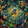 Nature Lovers' Tiffany Stained Glass Painted Bunting Bird Jewel Tone Foliage Mosaic Stained Glass Suncatcher - 7
