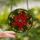 Women's Detailed Tiffany Stained Glass Poinsettia Floral Mosaic Fiery Red Emerald Green Stained Glass Suncatcher - 2