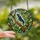 Nature Lovers' Jewel-Toned Stained Glass Nuthatch Bird Geometric Foliage Mosaic Stained Glass Suncatcher - 3RgqI_Xhjv