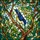 Nature Lovers' Jewel-Toned Stained Glass Nuthatch Bird Geometric Foliage Mosaic Stained Glass Suncatcher - 7
