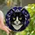 Cat Lovers' Tiffany Stained Glass Tuxedo Cat Mosaic, Indigo Violet Jewel Tones, High Contrast Art Stained Glass Suncatcher - 1