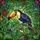 Tropical Art Lovers' Jewel Tone Tiffany Style Stained Glass Toucan & Jungle Mosaic Yellow Orange Emerald Deep Purple Stained Glass Suncatcher - 7
