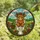 Whimsical Decor Lovers' Tiffany Style Highland Cow Toilet Art Floral Crown Pastoral Mosaic Orange Yellow Blue Stained Glass Suncatcher - 4
