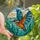 Nature Lovers' Vibrant Teal Orange Kingfisher Stained Glass Water Sky Mosaic Stained Glass Suncatcher - 1