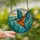 Nature Lovers' Vibrant Teal Orange Kingfisher Stained Glass Water Sky Mosaic Stained Glass Suncatcher - 2