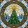 Holiday Admirers' Jewel Tone Tiffany Stained Glass Christmas Tree Golden Star Mosaic Stained Glass Suncatcher - 7