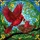 Bird Enthusiasts' Ruby Red Cardinal Feeding Baby Tiffany Stained Glass Jewel Tone Foliage Mosaic Stained Glass Suncatcher - 7