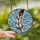 Art Lovers' Detailed Tiffany Feather Milky White Red-Brown Tip Swirling Blue Amber Mosaic Stained Glass Suncatcher - fSP_Nizv8A
