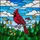 Nature Lovers' Vibrant Red Cardinal Stained Glass Mosaic Tiffany Style Blue Sky Green Foliage Stained Glass Suncatcher - 7