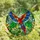Nature Lovers' Tiffany Stained Glass Vibrant Red Orange Parrot Teal Blue Wings Lush Tropical Foliage Mosaic Stained Glass Suncatcher - 4