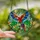 Nature Lovers' Tiffany Stained Glass Vibrant Red Orange Parrot Teal Blue Wings Lush Tropical Foliage Mosaic Stained Glass Suncatcher - 2