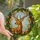 Nature Lovers' Majestic Stained Glass Stag Antlers Jewel Tone Emerald Ruby Sky Mosaic Stained Glass Suncatcher - 1