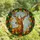 Nature Lovers' Majestic Stained Glass Stag Antlers Jewel Tone Emerald Ruby Sky Mosaic Stained Glass Suncatcher - m2gl_pnvlr