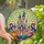 Women's Whimsical Pink Castle Stained Glass Art Glowing Pumpkin Jewel Tones Stained Glass Suncatcher - 1