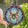 Art Lovers' Iridescent Disco Spider Mosaic Stained Glass Jewel Tone Web Sky Stained Glass Suncatcher - 1