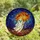 Whimsical Art Lovers' Tiffany Stained Glass Friendly Ghost Orange Umbrella Vibrant Blue Purple Mosaic Edge-to-Edge Design Stained Glass Suncatcher - 4