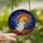Whimsical Art Lovers' Tiffany Stained Glass Friendly Ghost Orange Umbrella Vibrant Blue Purple Mosaic Edge-to-Edge Design Stained Glass Suncatcher - 2