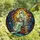 Book Lovers' Ethereal Ghost Reading Stained Glass Amber Moon Deep Blue Forest Mosaic Stained Glass Suncatcher - 4