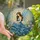 Fantasy Art Lovers' Tiffany Stained Glass Fairy Iridescent Blue Gown Floral Mosaic Ethereal Glow Stained Glass Suncatcher - 1